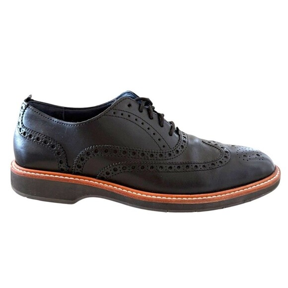 Cole Haan Grand 360 Black Leather Wingtip Oxford Shoes C31444 Mens Sz 8.5M - Picture 1 of 10